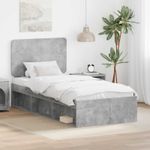Casa si Gradina - Mobilier - Paturi si accesorii - Paturi - Cadru de pat Gri Concret 90 x 190 cm Lemn de pin masiv - Infinity.ro