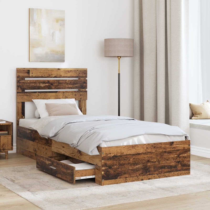 Casa si Gradina - Mobilier - Paturi si accesorii - Paturi - Cadru de pat cu sertar cu headboard cu depozitare Lemn compozit - Infinity.ro