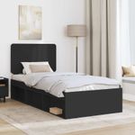 Casa si Gradina - Mobilier - Paturi si accesorii - Paturi - Cadru de pat cu headboard Negru 75 x 190 cm Lemn de pin masiv - Infinity.ro