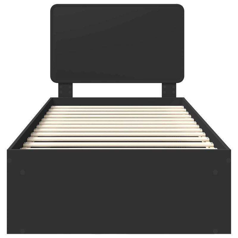 Casa si Gradina - Mobilier - Paturi si accesorii - Paturi - Cadru de pat cu headboard Negru 75 x 190 cm Lemn de pin masiv - Infinity.ro