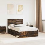 Casa si Gradina - Mobilier - Paturi si accesorii - Paturi - Cadru de pat Stejar fumuriu 120 x 190 cm Lemn de pin masiv - Infinity.ro