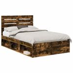 Casa si Gradina - Mobilier - Paturi si accesorii - Paturi - Cadru de pat Stejar fumuriu 120 x 190 cm Lemn de pin masiv - Infinity.ro