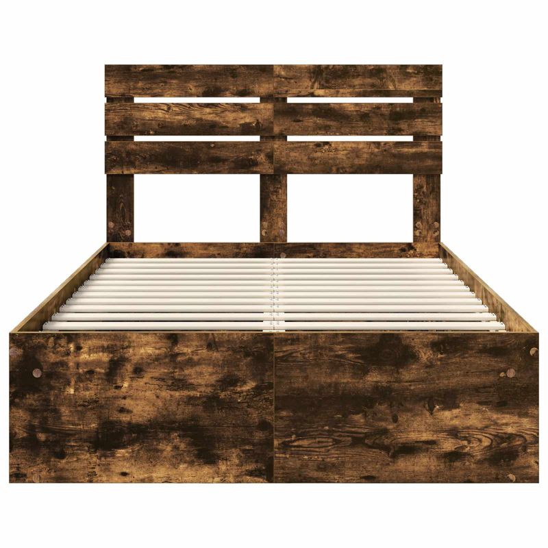 Casa si Gradina - Mobilier - Paturi si accesorii - Paturi - Cadru de pat Stejar fumuriu 120 x 190 cm Lemn de pin masiv - Infinity.ro