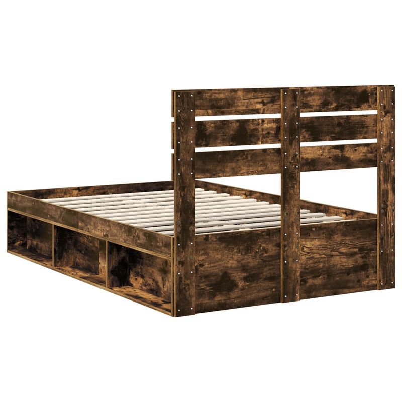 Casa si Gradina - Mobilier - Paturi si accesorii - Paturi - Cadru de pat Stejar fumuriu 120 x 190 cm Lemn de pin masiv - Infinity.ro