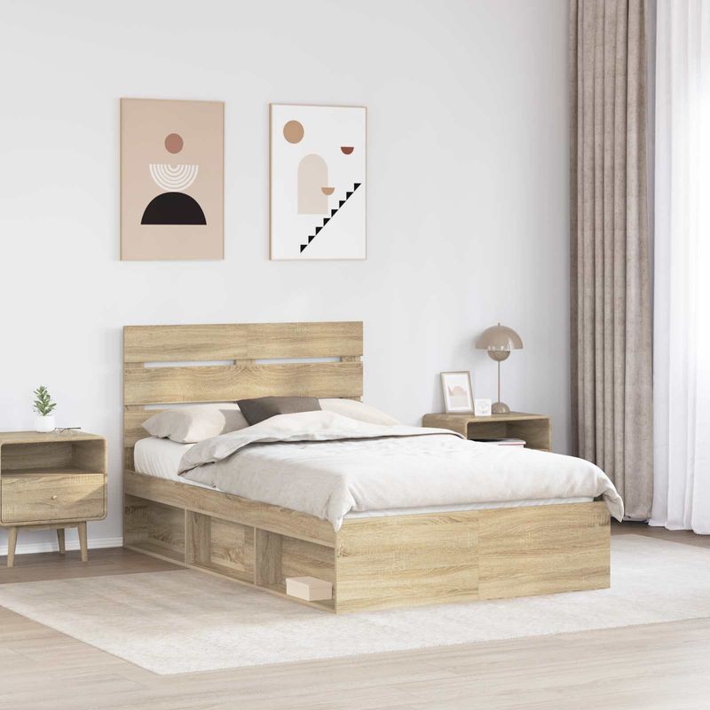 Casa si Gradina - Mobilier - Paturi si accesorii - Paturi - Cadru de pat cu headboard Sonoma 120 x 200 cm Lemn de pin masiv - Infinity.ro