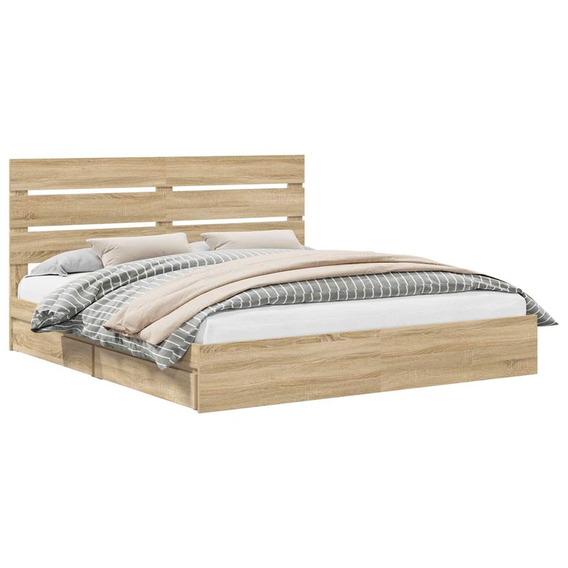 Casa si Gradina - Mobilier - Paturi si accesorii - Paturi - Pat cu storage Stejar Sonoma 180 x 200 cm Lemn compozit - Infinity.ro