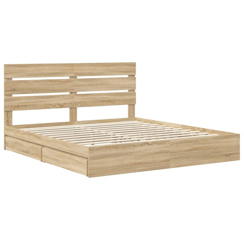 Casa si Gradina - Mobilier - Paturi si accesorii - Paturi - Pat cu storage Stejar Sonoma 180 x 200 cm Lemn compozit - Infinity.ro