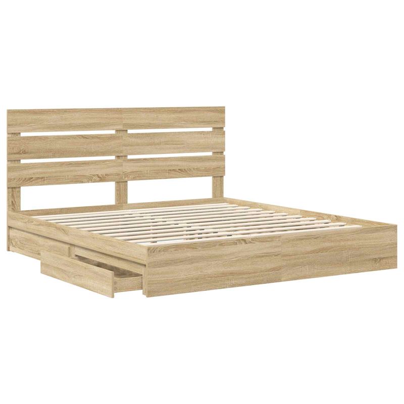 Casa si Gradina - Mobilier - Paturi si accesorii - Paturi - Pat cu storage Stejar Sonoma 180 x 200 cm Lemn compozit - Infinity.ro