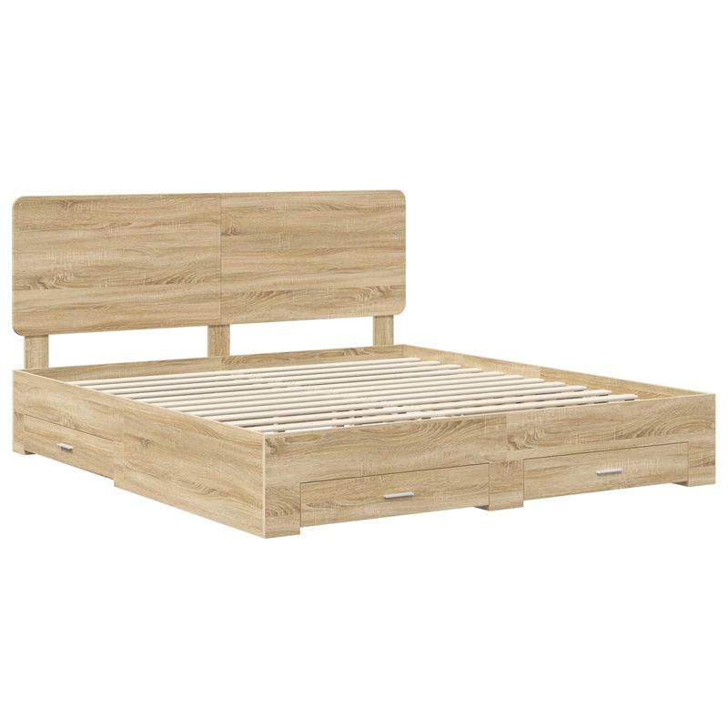 Casa si Gradina - Mobilier - Paturi si accesorii - Paturi - Cadru de pat cu sertar Stejar Sonoma 180 x 200 cm Lemn compozit - Infinity.ro