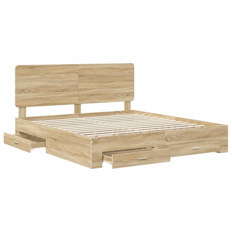 Casa si Gradina - Mobilier - Paturi si accesorii - Paturi - Cadru de pat cu sertar Stejar Sonoma 180 x 200 cm Lemn compozit - Infinity.ro