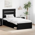 Casa si Gradina - Mobilier - Paturi si accesorii - Paturi - Cadru de pat cu headboard Negru 90 x 190 cm Lemn de pin masiv - Infinity.ro