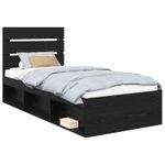 Casa si Gradina - Mobilier - Paturi si accesorii - Paturi - Cadru de pat cu headboard Negru 90 x 190 cm Lemn de pin masiv - Infinity.ro