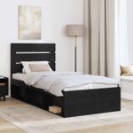 Casa si Gradina - Mobilier - Paturi si accesorii - Paturi - Cadru de pat cu headboard Negru 90 x 190 cm Lemn de pin masiv - Infinity.ro