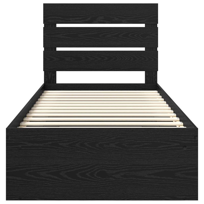 Casa si Gradina - Mobilier - Paturi si accesorii - Paturi - Cadru de pat cu headboard Negru 90 x 190 cm Lemn de pin masiv - Infinity.ro