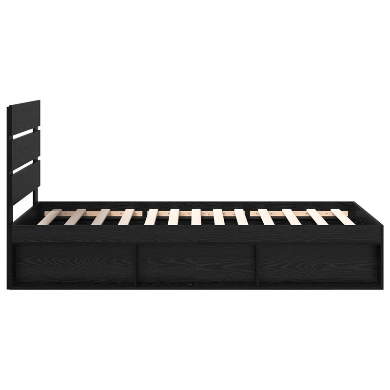 Casa si Gradina - Mobilier - Paturi si accesorii - Paturi - Cadru de pat cu headboard Negru 90 x 190 cm Lemn de pin masiv - Infinity.ro