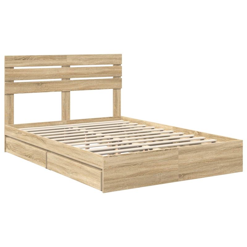 Casa si Gradina - Mobilier - Paturi si accesorii - Paturi - Pat cu storage Stejar Sonoma 160 x 200 cm Lemn compozit - Infinity.ro