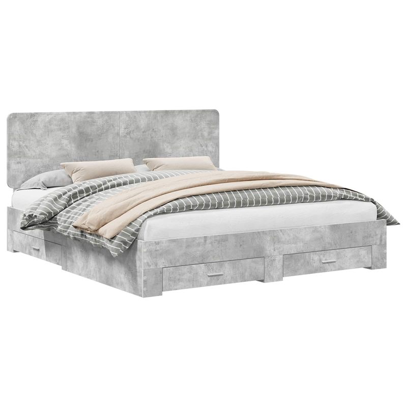 Casa si Gradina - Mobilier - Paturi si accesorii - Paturi - Cadru de pat cu sertar Gri din beton 180 x 200 cm Lemn compozit - Infinity.ro