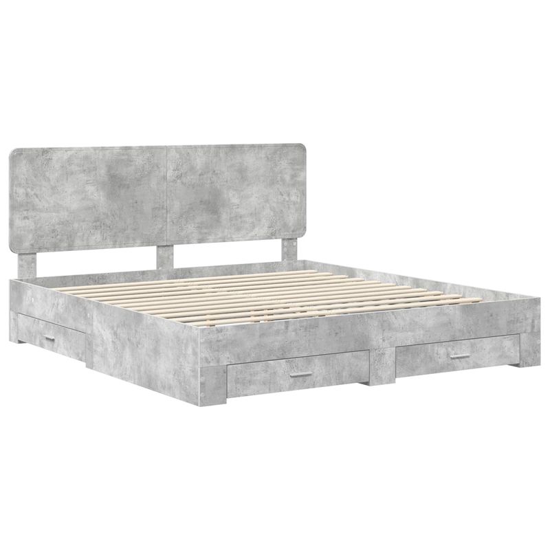 Casa si Gradina - Mobilier - Paturi si accesorii - Paturi - Cadru de pat cu sertar Gri din beton 180 x 200 cm Lemn compozit - Infinity.ro