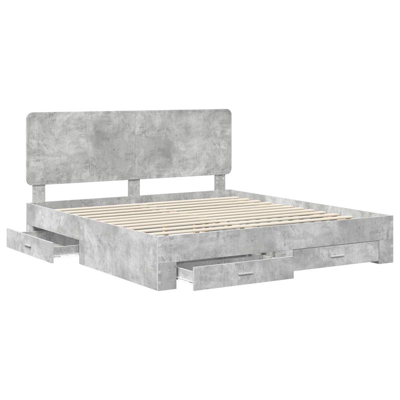 Casa si Gradina - Mobilier - Paturi si accesorii - Paturi - Cadru de pat cu sertar Gri din beton 180 x 200 cm Lemn compozit - Infinity.ro