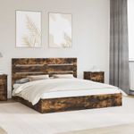 Casa si Gradina - Mobilier - Paturi si accesorii - Paturi - Pat cu storage Stejar fumuriu 180 x 200 cm Lemn compozit - Infinity.ro