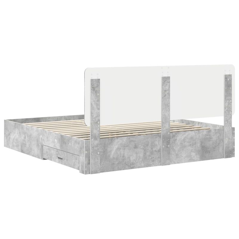Casa si Gradina - Mobilier - Paturi si accesorii - Paturi - Cadru de pat cu sertar Gri din beton 180 x 200 cm Lemn compozit - Infinity.ro