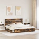 Casa si Gradina - Mobilier - Paturi si accesorii - Paturi - Pat cu storage Stejar fumuriu 180 x 200 cm Lemn compozit - Infinity.ro