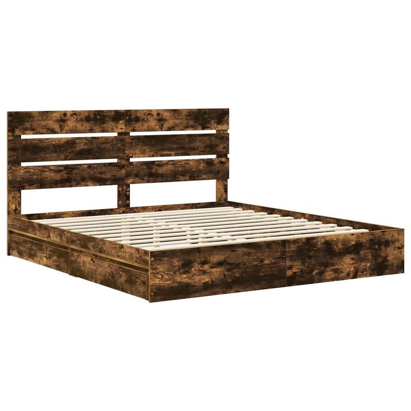 Casa si Gradina - Mobilier - Paturi si accesorii - Paturi - Pat cu storage Stejar fumuriu 180 x 200 cm Lemn compozit - Infinity.ro