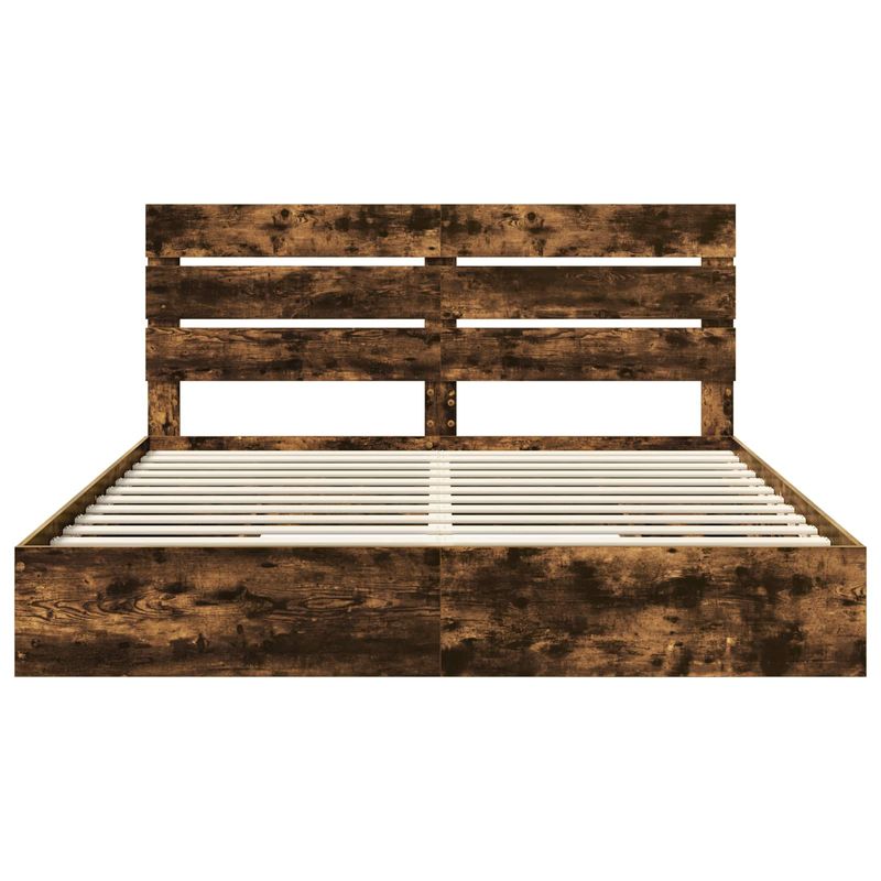 Casa si Gradina - Mobilier - Paturi si accesorii - Paturi - Pat cu storage Stejar fumuriu 180 x 200 cm Lemn compozit - Infinity.ro