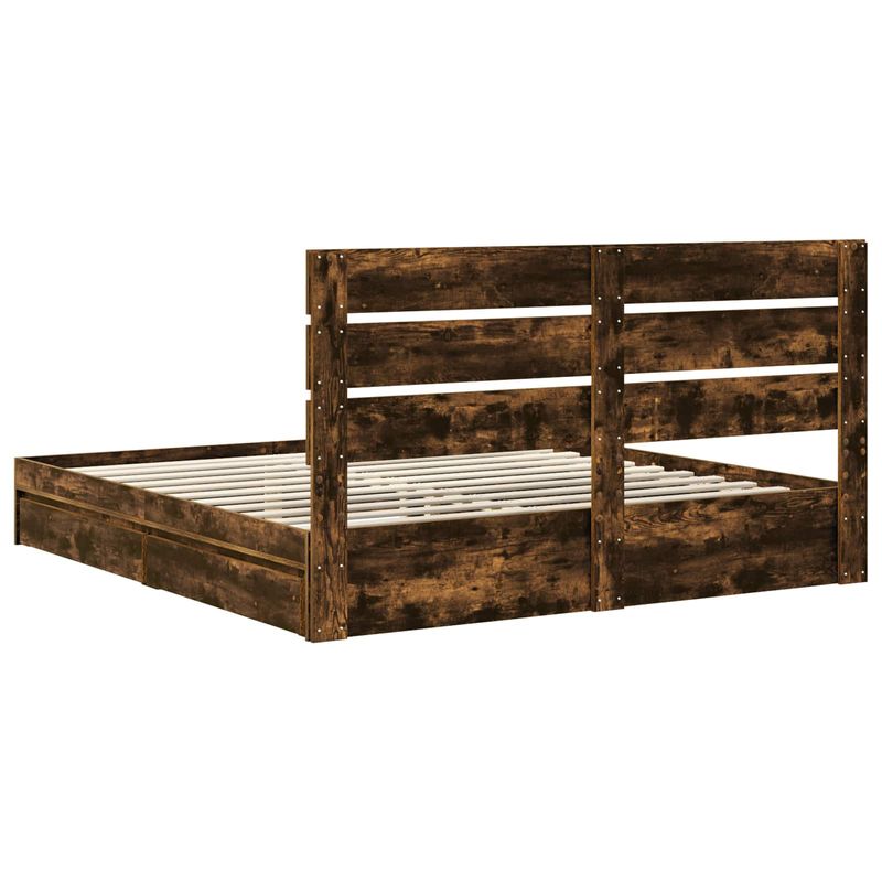 Casa si Gradina - Mobilier - Paturi si accesorii - Paturi - Pat cu storage Stejar fumuriu 180 x 200 cm Lemn compozit - Infinity.ro