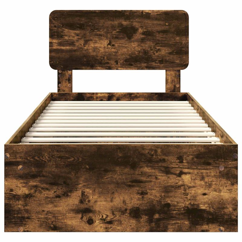 Casa si Gradina - Mobilier - Paturi si accesorii - Paturi - Cadru de pat Stejar fumuriu 100 x 200 cm Lemn de pin masiv - Infinity.ro