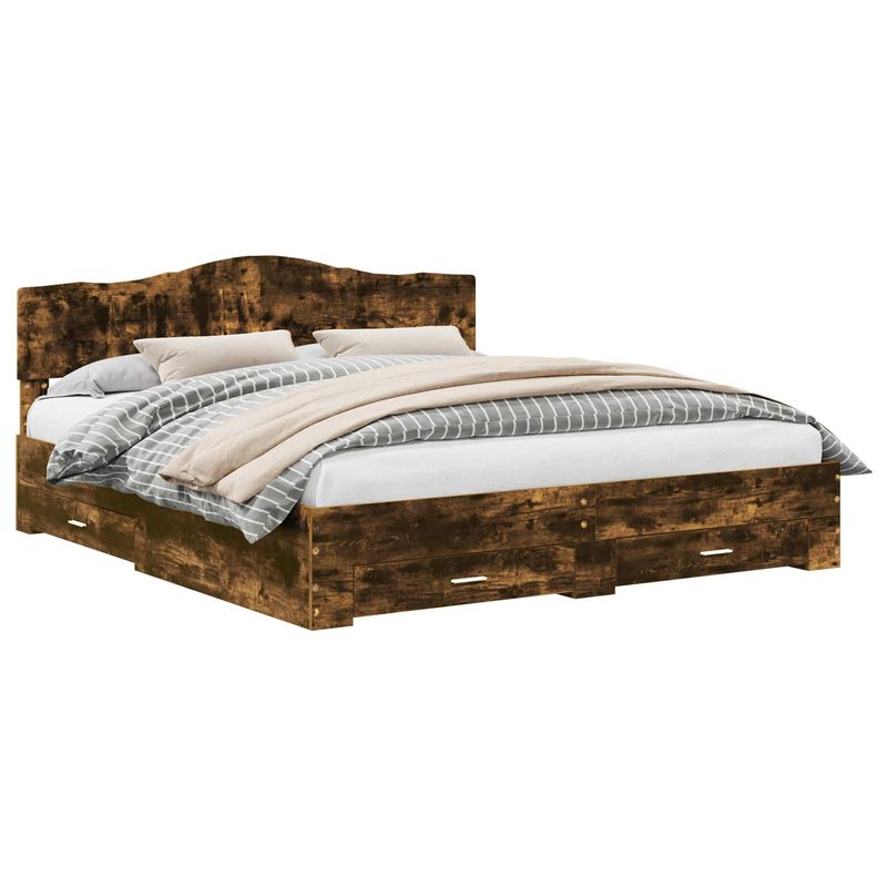 Casa si Gradina - Mobilier - Paturi si accesorii - Paturi - Cadru de pat Stejar fumuriu 200 x 200 cm Lemn compozit - Infinity.ro