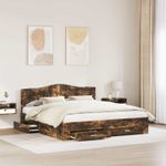 Casa si Gradina - Mobilier - Paturi si accesorii - Paturi - Cadru de pat Stejar fumuriu 200 x 200 cm Lemn compozit - Infinity.ro