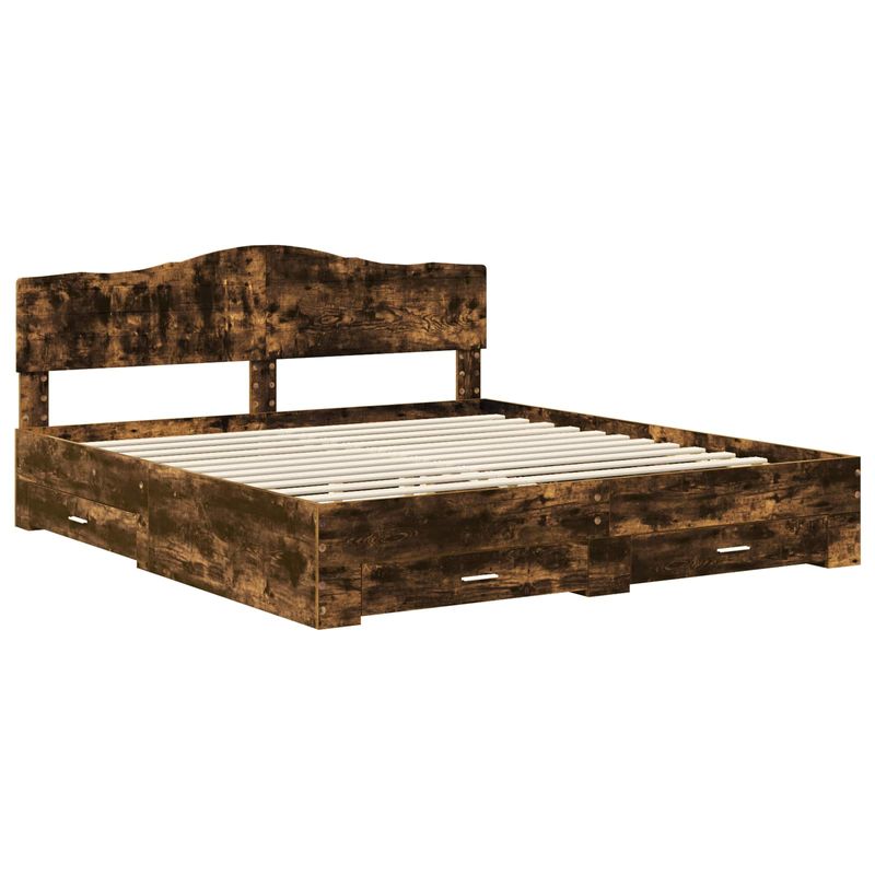 Casa si Gradina - Mobilier - Paturi si accesorii - Paturi - Cadru de pat Stejar fumuriu 200 x 200 cm Lemn compozit - Infinity.ro