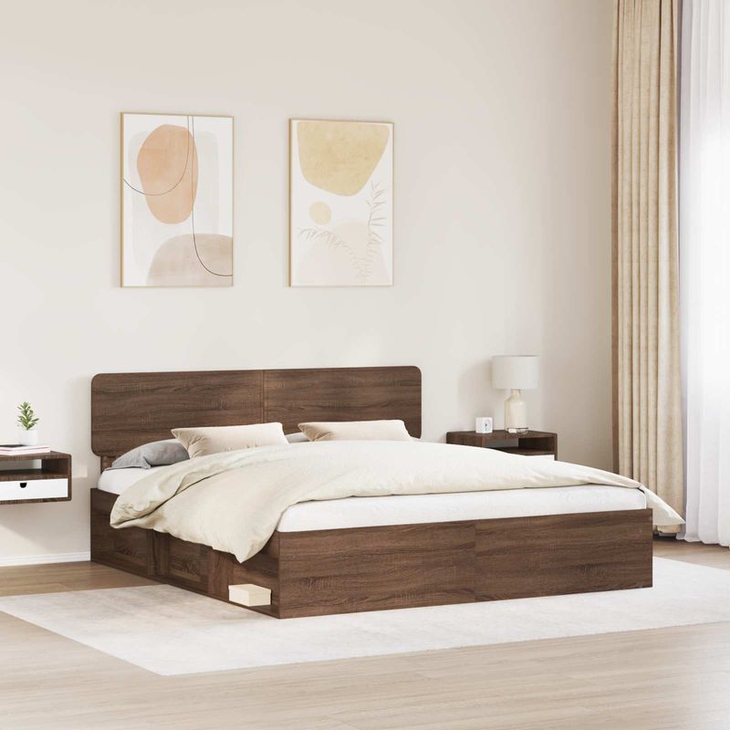 Casa si Gradina - Mobilier - Paturi si accesorii - Paturi - Cadru de pat Stejar inchis 180 x 200 cm Lemn de pin masiv - Infinity.ro