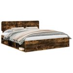 Casa si Gradina - Mobilier - Paturi si accesorii - Paturi - Cadru de pat Stejar fumuriu 180 x 200 cm Lemn de pin masiv - Infinity.ro