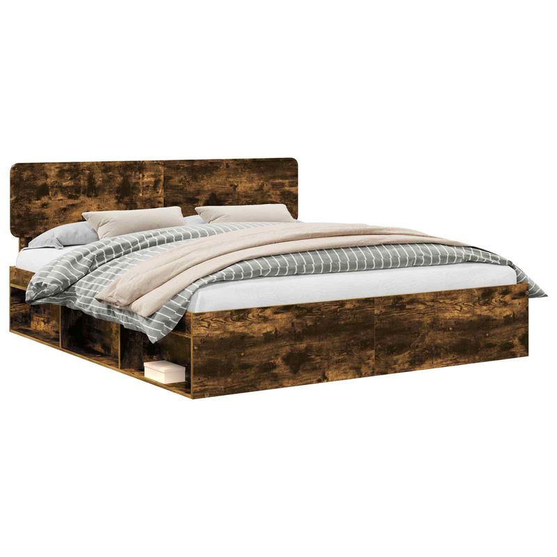 Casa si Gradina - Mobilier - Paturi si accesorii - Paturi - Cadru de pat Stejar fumuriu 180 x 200 cm Lemn de pin masiv - Infinity.ro