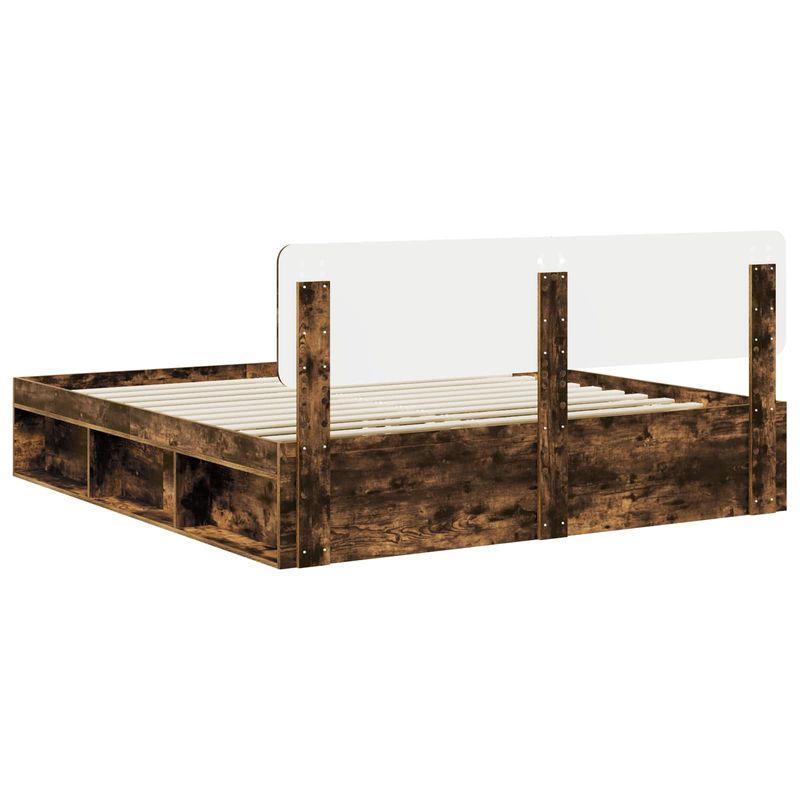 Casa si Gradina - Mobilier - Paturi si accesorii - Paturi - Cadru de pat Stejar fumuriu 180 x 200 cm Lemn de pin masiv - Infinity.ro