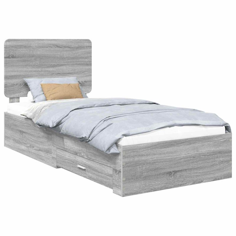 Casa si Gradina - Mobilier - Paturi si accesorii - Paturi - Cadru de pat cu headboard Gri Sonoma 90 x 190 cm Lemn compozit - Infinity.ro