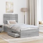 Casa si Gradina - Mobilier - Paturi si accesorii - Paturi - Cadru de pat cu headboard Gri Sonoma 90 x 190 cm Lemn compozit - Infinity.ro