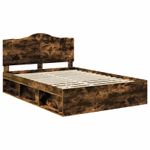 Casa si Gradina - Mobilier - Paturi si accesorii - Paturi - Cadru de pat Stejar fumuriu 150 x 200 cm Lemn de pin masiv - Infinity.ro