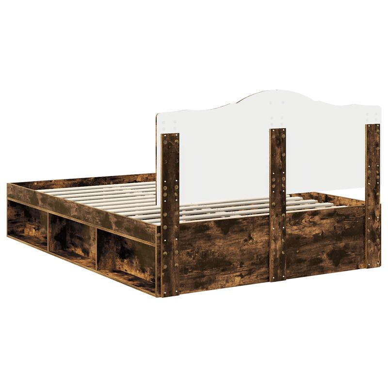 Casa si Gradina - Mobilier - Paturi si accesorii - Paturi - Cadru de pat Stejar fumuriu 150 x 200 cm Lemn de pin masiv - Infinity.ro