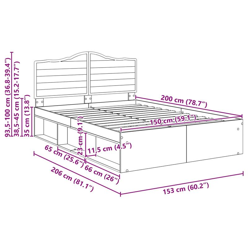 Casa si Gradina - Mobilier - Paturi si accesorii - Paturi - Cadru de pat Stejar fumuriu 150 x 200 cm Lemn de pin masiv - Infinity.ro