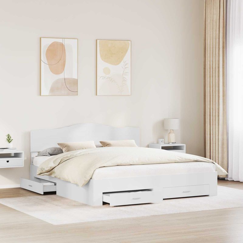Casa si Gradina - Mobilier - Paturi si accesorii - Paturi - Cadru de pat cu headboard Alb 180 x 200 cm Lemn compozit - Infinity.ro
