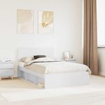 Casa si Gradina - Mobilier - Paturi si accesorii - Paturi - Cadru de pat cu headboard Alb 135 x 190 cm Lemn de pin masiv - Infinity.ro