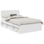 Casa si Gradina - Mobilier - Paturi si accesorii - Paturi - Cadru de pat cu headboard Alb 135 x 190 cm Lemn de pin masiv - Infinity.ro