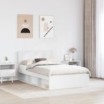 Casa si Gradina - Mobilier - Paturi si accesorii - Paturi - Cadru de pat cu headboard Alb 135 x 190 cm Lemn de pin masiv - Infinity.ro