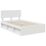 Casa si Gradina - Mobilier - Paturi si accesorii - Paturi - Cadru de pat cu headboard Alb 135 x 190 cm Lemn de pin masiv - Infinity.ro