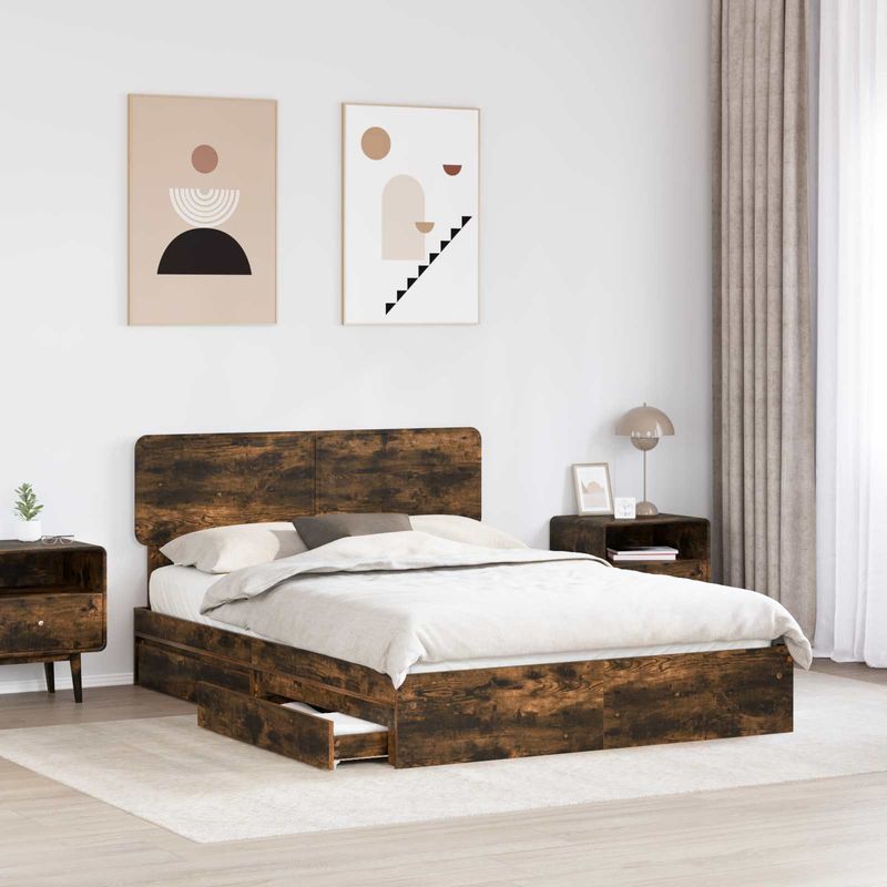 Casa si Gradina - Mobilier - Paturi si accesorii - Paturi - Cadru de pat cu sertar cu headboard cu depozitare Lemn compozit - Infinity.ro