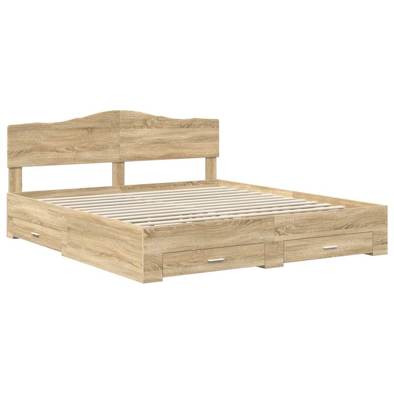 Casa si Gradina - Mobilier - Paturi si accesorii - Paturi - Cadru de pat cu sertar Stejar Sonoma 180 x 200 cm Lemn compozit - Infinity.ro