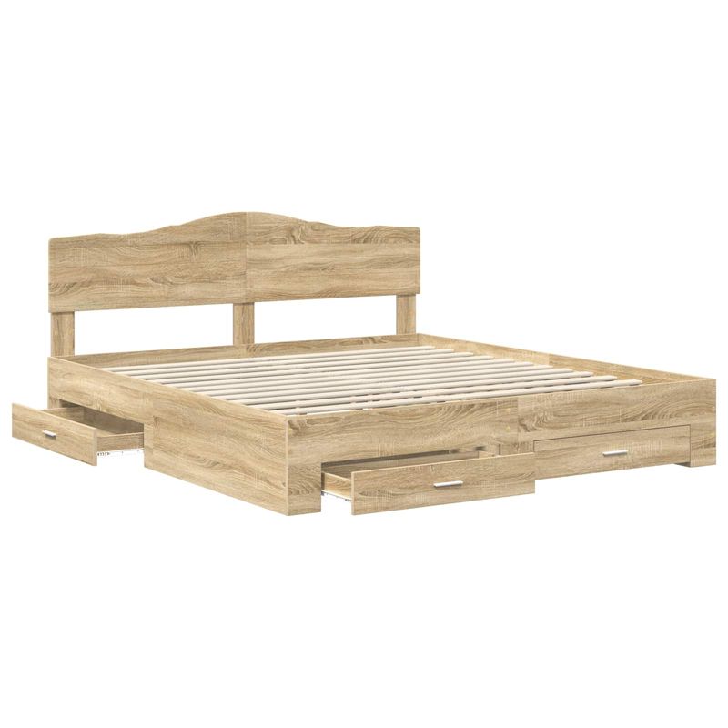 Casa si Gradina - Mobilier - Paturi si accesorii - Paturi - Cadru de pat cu sertar Stejar Sonoma 180 x 200 cm Lemn compozit - Infinity.ro